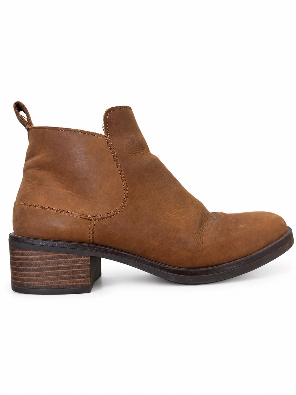 Clarks Brown Leather Ankle Boots Block Heel Western Chelsea Boots